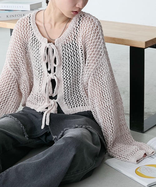 新品✨【リッチモア】レディース　カーディガン　手編み　ラメ混　定価28000円 新品✨リッチモアレディースカーディガン手編みラメ混定価28000円