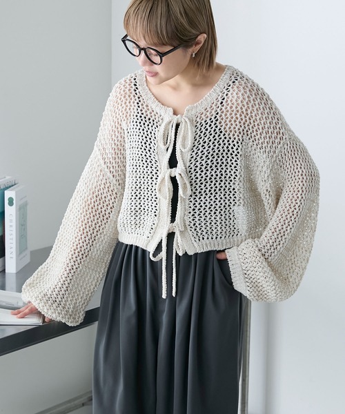 forksy. カーディガン 「forksy.」2WAYクロップドメランジ