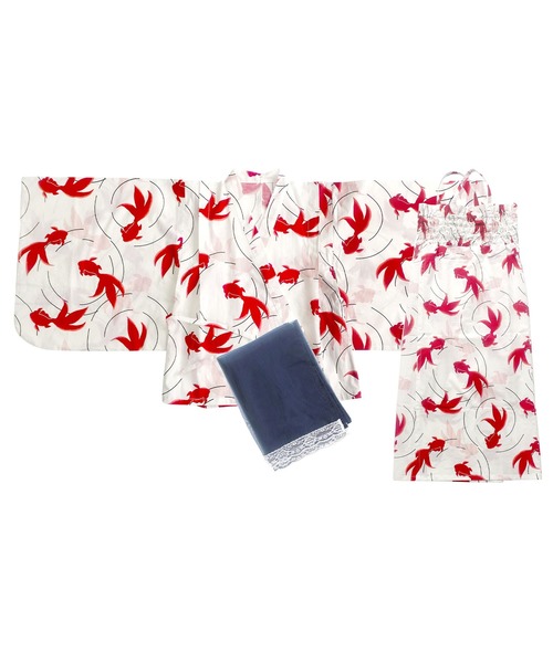 Bee des Bee（ビーデスビー）の「浴衣3点セット（浴衣・キッズ・ホワイト系1/ホワイト系2/アイボリー系1/ネイビー系1/ブルー系1/ホワイト系3/ブルー系2/ブルー系3/ピンク系1・110cm/120cm/130cm/150cm/100cm/140cm）」の18枚目の写真