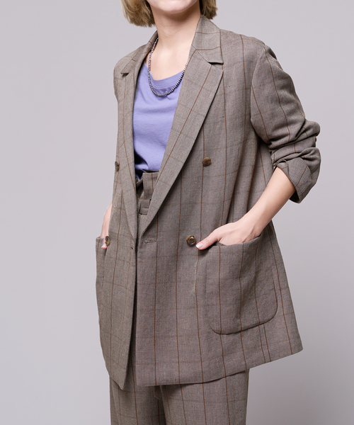 IENA LA BOUCLE ウィンドペン テーラードジャケット IENA LA BOUCLE（イエナラブークル）の「IENA LA BOUCLE リネン