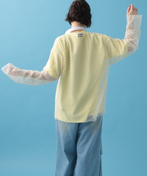 PBLIM(ページボーイリム)の「PBLIM/メッシュオーバートップス(Tシャツ/カットソー・レディース・オフホワイト/ブルー/ブラック/オレンジ/カーキ・FREE)」の8枚目の写真