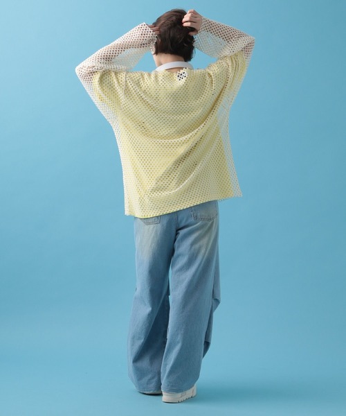 PBLIM(ページボーイリム)の「PBLIM/メッシュオーバートップス(Tシャツ/カットソー・レディース・オフホワイト/ブルー/ブラック/オレンジ/カーキ・FREE)」の11枚目の写真