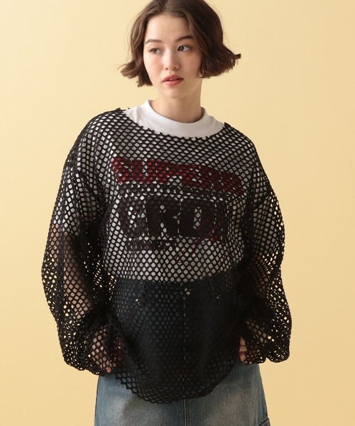 PBLIM(ページボーイリム)の「PBLIM/メッシュオーバートップス(Tシャツ/カットソー・レディース・オフホワイト/ブルー/ブラック/オレンジ/カーキ・FREE)」の12枚目の写真