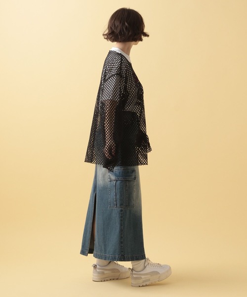 PBLIM(ページボーイリム)の「PBLIM/メッシュオーバートップス(Tシャツ/カットソー・レディース・オフホワイト/ブルー/ブラック/オレンジ/カーキ・FREE)」の16枚目の写真