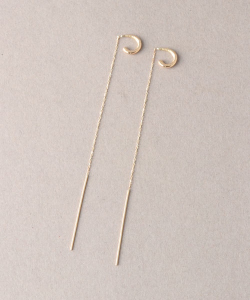 Cフープロングチェーンピアス K10（両耳）（ピアス（両耳用））｜Lilas