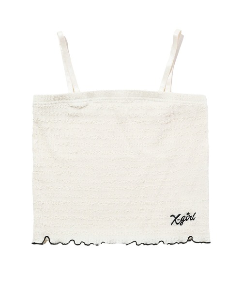 X-girl（エックスガール）の「SHIRRED CAMISOLE（キャミソール・レディース・ホワイト/ライトパープル・S/M）」の9枚目の写真