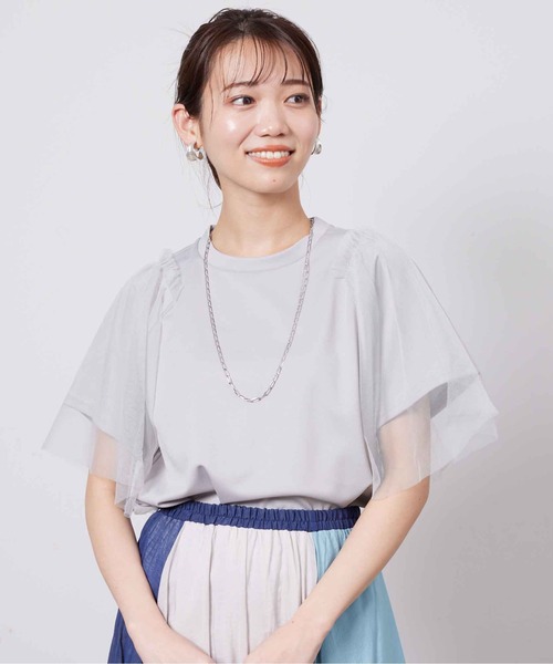 tシャツ 袖チュールプルオーバー レディース 楽天市場】今だけ☆2970円！袖チュールプルオーバー(hi287822-30