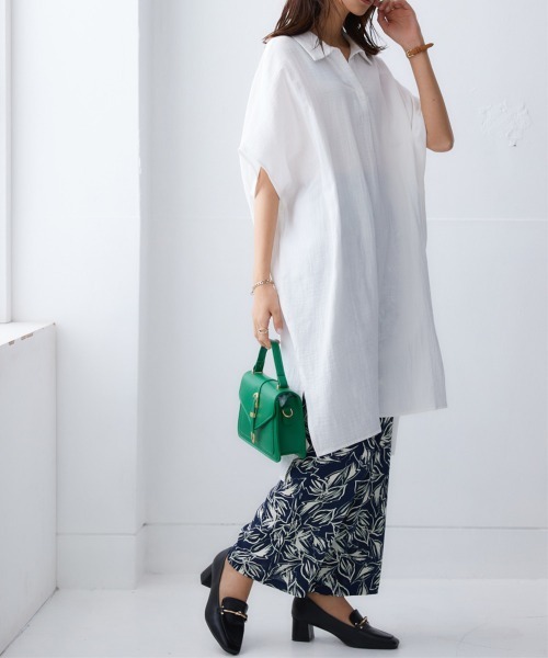 nissen（ニッセン）の「総柄タックストレートパンツ（その他パンツ・レディース・ネイビー系/ベージュ系/ブラウン系・L/M/S/LL）」の15枚目の写真