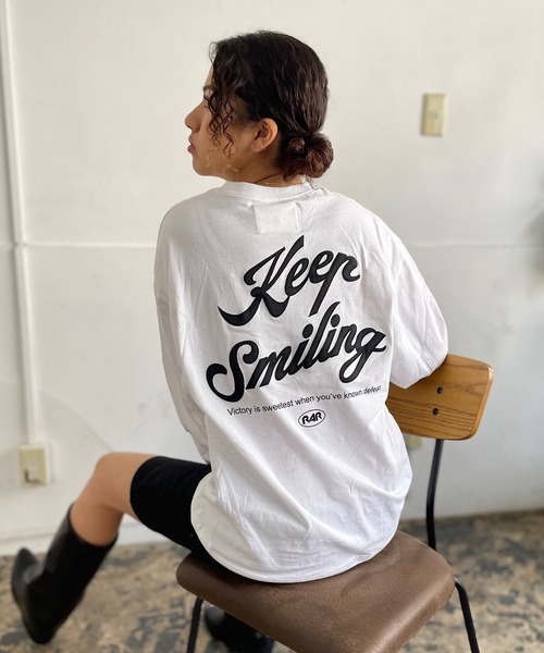 ROGER AND RAW(ロジャーアンドロウ)の「バックサテン刺繍ロングスリーブT(Tシャツ/カットソー・レディース・ピンク/ブラック/ホワイト・FREE)」の1枚目の写真