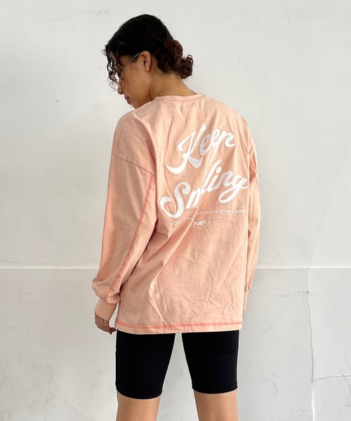 ROGER AND RAW(ロジャーアンドロウ)の「バックサテン刺繍ロングスリーブT(Tシャツ/カットソー・レディース・ピンク/ブラック/ホワイト・FREE)」の6枚目の写真