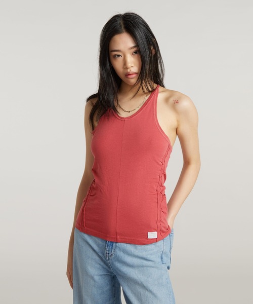G-STAR(ジースター)の「GATHERED SLIM TANK TOP/ギャザースリムタンクトップ(タンクトップ・レディース・ピンク系その他/キナリ・X-SMALL/SMALL/MEDIUM)」の1枚目の写真
