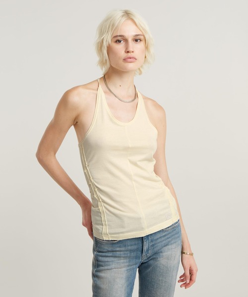 G-STAR(ジースター)の「GATHERED SLIM TANK TOP/ギャザースリムタンクトップ(タンクトップ・レディース・ピンク系その他/キナリ・X-SMALL/SMALL/MEDIUM)」の2枚目の写真