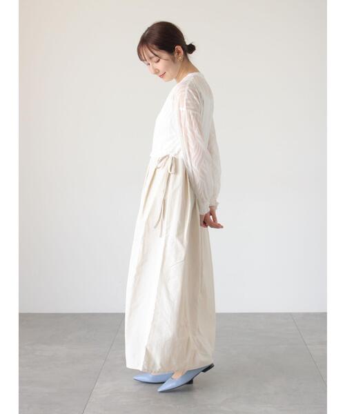 PISANO キカ柄カットジャカードドッキングワンピース