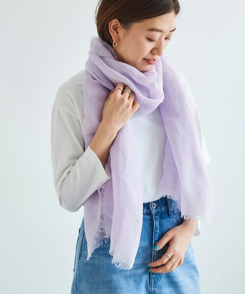 le.coeur blanc（ルクールブラン）の「コットン麻ストール（ストール/ショール・レディース・ライトグレー/ラベンダー/ライトベージュ・FREE）」の3枚目の写真