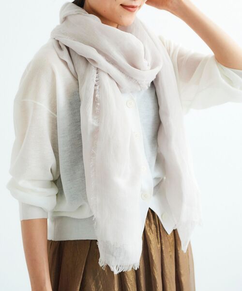 le.coeur blanc（ルクールブラン）の「コットン麻ストール（ストール/ショール・レディース・ライトグレー/ラベンダー/ライトベージュ・FREE）」の2枚目の写真