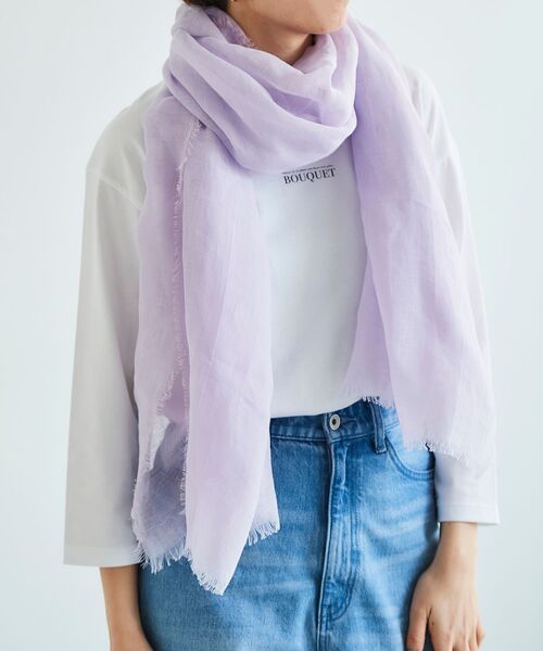 le.coeur blanc（ルクールブラン）の「コットン麻ストール（ストール/ショール・レディース・ライトグレー/ラベンダー/ライトベージュ・FREE）」の18枚目の写真
