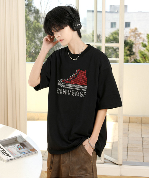 【セール】【neos】CONVERSE コンバース ルーズシルエット 接触冷感 UVカット プレーティング ラインストーン 天竺 ハーフスリーブ Tシャツ(Tシャツ/カットソー)|CONVERSE(コンバース) 【セール】【neos】CONVERSE コンバース ルーズシルエット 接触冷感 UVカット プレーティング ラインストーン 天竺 ハーフスリーブ Tシャツ(Tシャツ/カットソー)|CONVERSE(コンバース)