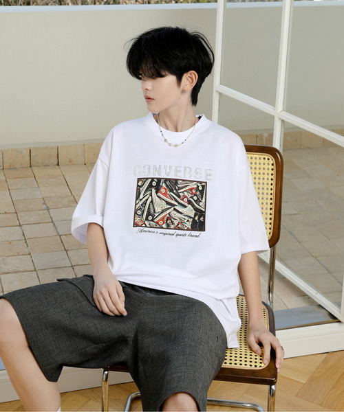 【セール】【neos】CONVERSE コンバース ルーズシルエット 接触冷感 UVカット プレーティング ラインストーン 天竺 ハーフスリーブ Tシャツ(Tシャツ/カットソー)|CONVERSE(コンバース) 【セール】【neos】CONVERSE コンバース ルーズシルエット 接触冷感 UVカット プレーティング ラインストーン 天竺 ハーフスリーブ Tシャツ(Tシャツ/カットソー)|CONVERSE(コンバース)
