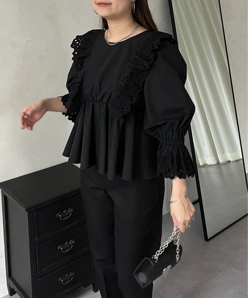 カットワークレースペプラムブラウス A-1079 | miie online store