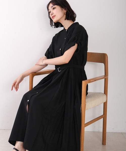 Bou Jeloud（ブージュルード）の「コットンライクプリーツワンピース（ワンピース・レディース・ライトグリーン/ブラック・38）」の3枚目の写真