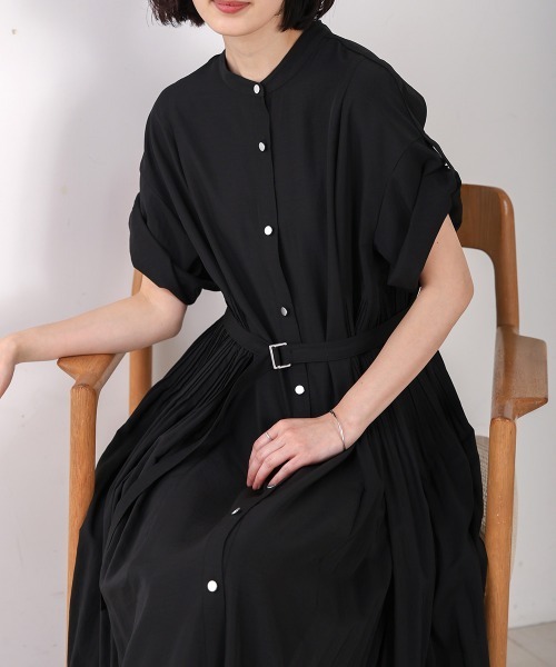 Bou Jeloud（ブージュルード）の「コットンライクプリーツワンピース（ワンピース・レディース・ライトグリーン/ブラック・38）」の4枚目の写真
