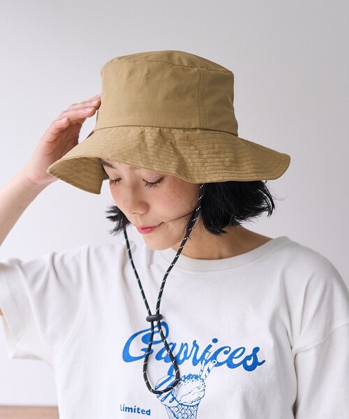 FREAK'S STORE(フリークスストア)の「UVカット撥水パッカブルサファリハット(ハット・レディース・オリーブ/ブラック/ベージュ・ONE SIZE)」の11枚目の写真