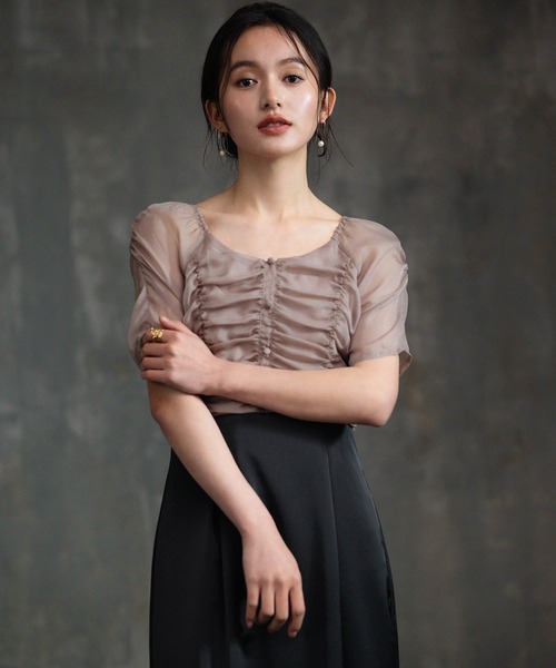 DRESS PLUS（ドレスプラス）の「ワンピース ドレス 結婚式 異素材ドッキング（ドレス・レディース・グレー/ブラック/ベージュ・M/L/S）」の11枚目の写真