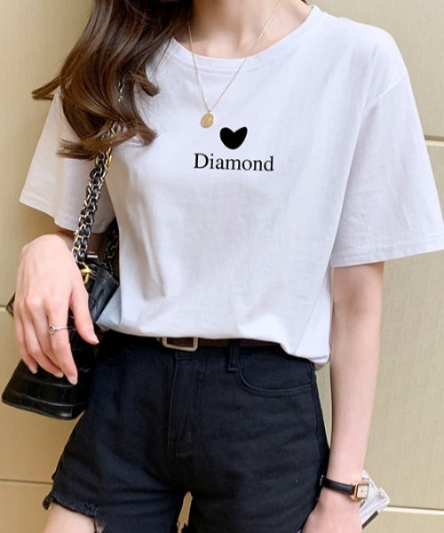 deux amour(ドゥーザムール)の「ハート&ロゴプリントTシャツ(Tシャツ/カットソー・レディース・ピンク/イエロー/オレンジ/ブルー/グリーン/レッド/パープル/ブラック/ホワイト/チャコールグレー/ラベンダー/サーモンピンク・FREE)」の14枚目の写真