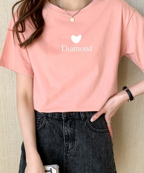 deux amour(ドゥーザムール)の「ハート&ロゴプリントTシャツ(Tシャツ/カットソー・レディース・ピンク/イエロー/オレンジ/ブルー/グリーン/レッド/パープル/ブラック/ホワイト/チャコールグレー/ラベンダー/サーモンピンク・FREE)」の18枚目の写真