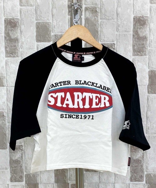 STARTER（スターター）の「ショート丈 ラグラン　ロゴプリント半袖Tシャツ（Tシャツ/カットソー・レディース・ホワイト×ブラック/ホワイト×カーキブラウン・M/L）」の3枚目の写真