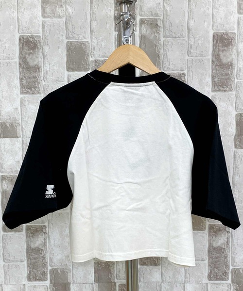 STARTER（スターター）の「ショート丈 ラグラン　ロゴプリント半袖Tシャツ（Tシャツ/カットソー・レディース・ホワイト×ブラック/ホワイト×カーキブラウン・M/L）」の4枚目の写真