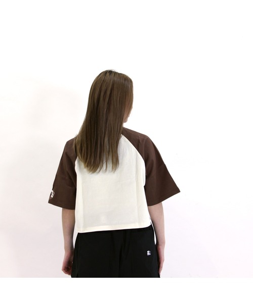 STARTER（スターター）の「ショート丈 ラグラン　ロゴプリント半袖Tシャツ（Tシャツ/カットソー・レディース・ホワイト×ブラック/ホワイト×カーキブラウン・M/L）」の9枚目の写真