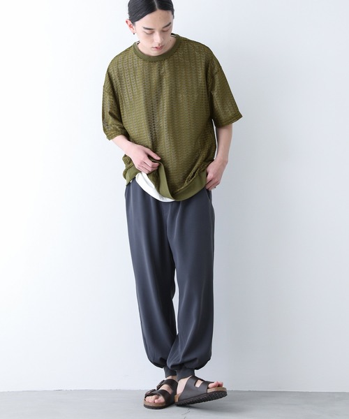 n'OrLABEL(ノアールレーベル)の「『透かし編みレースオーバーサイズ半袖Tシャツ』(Tシャツ/カットソー・メンズ・カーキ/ブラック・M/L)」の8枚目の写真