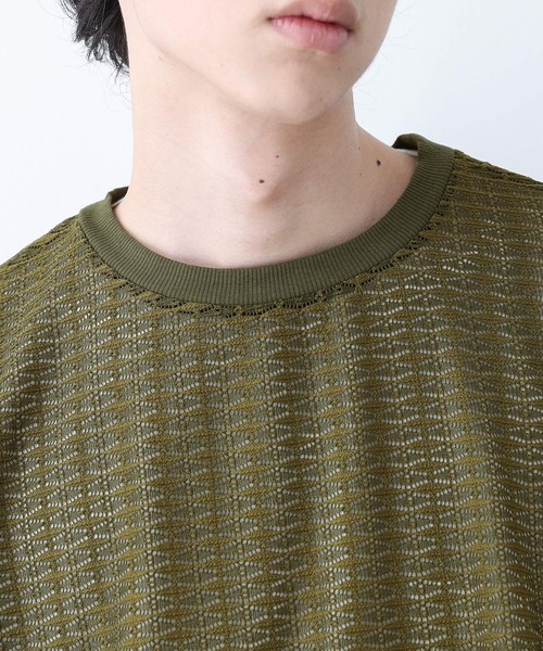 n'OrLABEL(ノアールレーベル)の「『透かし編みレースオーバーサイズ半袖Tシャツ』(Tシャツ/カットソー・メンズ・カーキ/ブラック・M/L)」の9枚目の写真