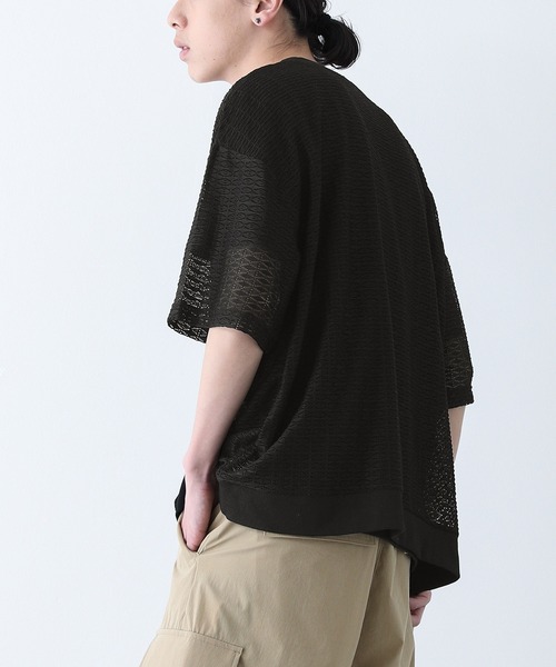 n'OrLABEL(ノアールレーベル)の「『透かし編みレースオーバーサイズ半袖Tシャツ』(Tシャツ/カットソー・メンズ・カーキ/ブラック・M/L)」の14枚目の写真