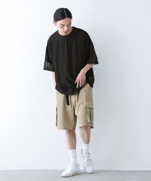 n'OrLABEL(ノアールレーベル)の「『透かし編みレースオーバーサイズ半袖Tシャツ』(Tシャツ/カットソー・メンズ・カーキ/ブラック・M/L)」の16枚目の写真