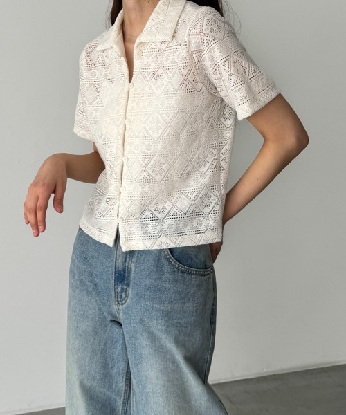 CANAL JEAN（キャナルジーン）の「El mar　ループボタンレースシャツ（シャツ/ブラウス・レディース・クリーム/ブラック・ONE SIZE）」の16枚目の写真