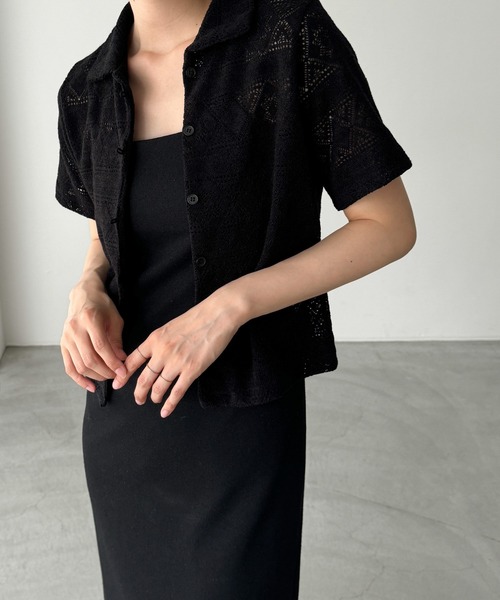 CANAL JEAN（キャナルジーン）の「El mar　ループボタンレースシャツ（シャツ/ブラウス・レディース・クリーム/ブラック・ONE SIZE）」の10枚目の写真