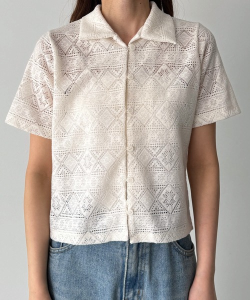 CANAL JEAN（キャナルジーン）の「El mar　ループボタンレースシャツ（シャツ/ブラウス・レディース・クリーム/ブラック・ONE SIZE）」の8枚目の写真