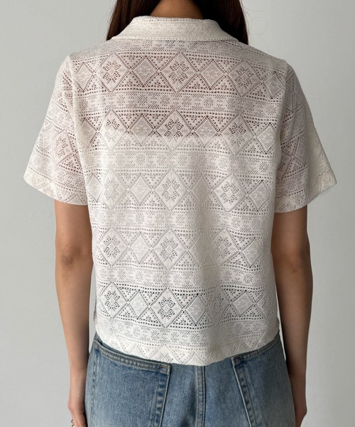 CANAL JEAN（キャナルジーン）の「El mar　ループボタンレースシャツ（シャツ/ブラウス・レディース・クリーム/ブラック・ONE SIZE）」の6枚目の写真