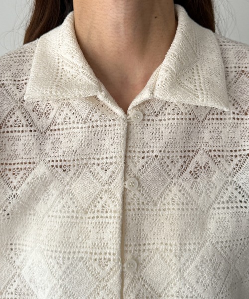 CANAL JEAN（キャナルジーン）の「El mar　ループボタンレースシャツ（シャツ/ブラウス・レディース・クリーム/ブラック・ONE SIZE）」の5枚目の写真