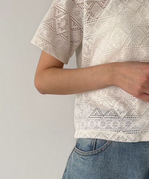 CANAL JEAN（キャナルジーン）の「El mar　ループボタンレースシャツ（シャツ/ブラウス・レディース・クリーム/ブラック・ONE SIZE）」の4枚目の写真