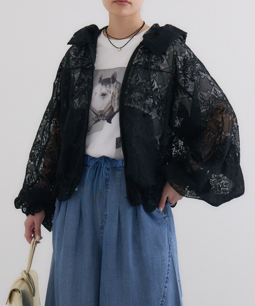 TRANOI. ジップアップレースフーディ