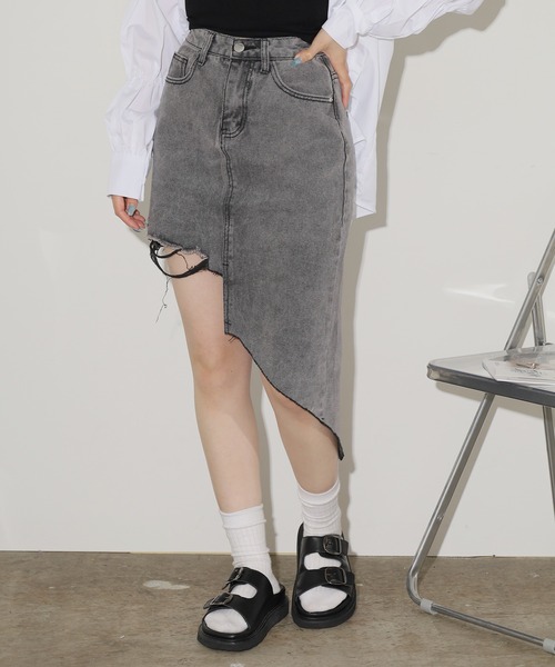 ROOPTOKYO(ループトウキョウ)の「▲アシンメトリーダメージデニムスカート(デニムスカート・レディース・ブラック・S/M/XS)」の14枚目の写真