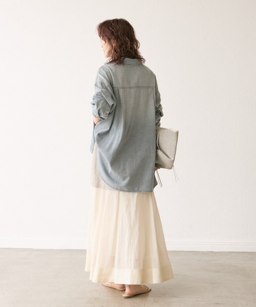 RIVE DROITE（リヴドロワ）の「【華やか着映えアイテム】レイヤードシアースカート（スカート・レディース・ベージュ/ブラック・38/36）」の13枚目の写真