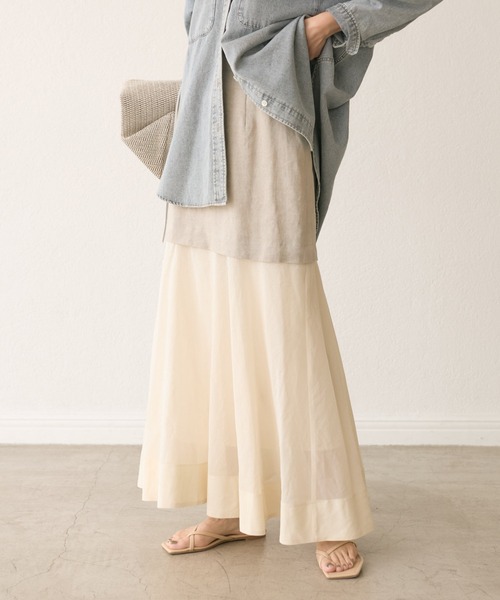 RIVE DROITE（リヴドロワ）の「【華やか着映えアイテム】レイヤードシアースカート（スカート・レディース・ベージュ/ブラック・38/36）」の14枚目の写真