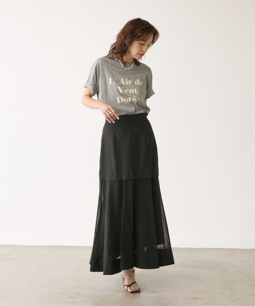 RIVE DROITE（リヴドロワ）の「【華やか着映えアイテム】レイヤードシアースカート（スカート・レディース・ベージュ/ブラック・38/36）」の4枚目の写真