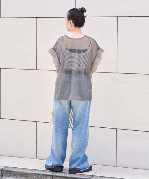 FREAK'S STORE（フリークスストア）の「限定展開　袖 フリル ビッグ チュール ベスト（ベスト・レディース・ブラック/チャコールグレー/オフホワイト・ﾌﾘ-）」の22枚目の写真