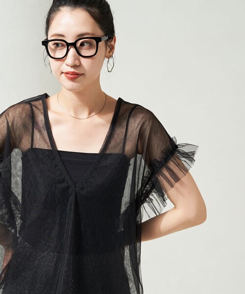 FREAK'S STORE（フリークスストア）の「限定展開　袖 フリル ビッグ チュール ベスト（ベスト・レディース・ブラック/チャコールグレー/オフホワイト・ﾌﾘ-）」の16枚目の写真