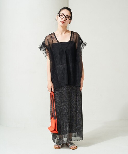 FREAK'S STORE（フリークスストア）の「限定展開　袖 フリル ビッグ チュール ベスト（ベスト・レディース・ブラック/チャコールグレー/オフホワイト・ﾌﾘ-）」の14枚目の写真